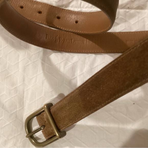 POLO RALPH LAUREN Brown Suede Belt - Picture 2 of 2
